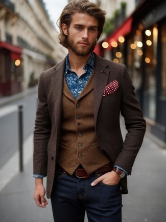 blaues Jeanshemd mit Blumenmuster von DSQUARED2