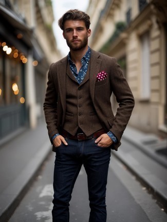 blaues Jeanshemd mit Blumenmuster von DSQUARED2