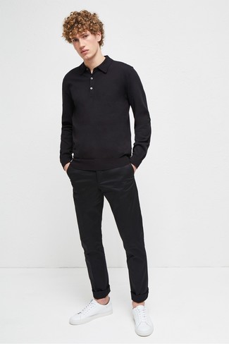 schwarzer Polo Pullover von BOSS HUGO BOSS