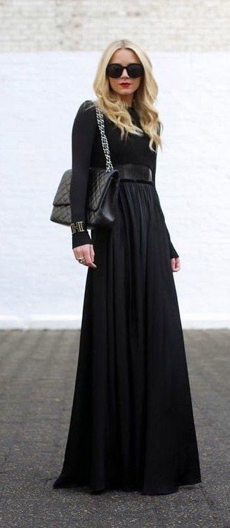 schwarze gesteppte Satchel-Tasche aus Leder von Saint Laurent