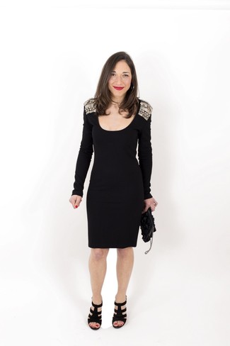 schwarzes verziertes Kleid von Antonio Berardi