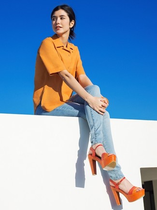 orange Leder Sandaletten von Boohoo