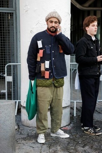 grüne Shopper Tasche aus Segeltuch von MAISON KITSUNÉ