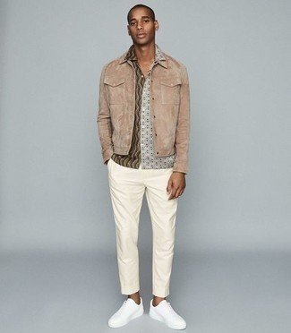 beige Shirtjacke aus Wildleder von Eleventy