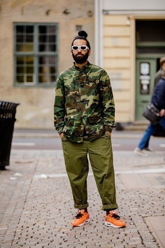 olivgrüne Camouflage Shirtjacke von FIOCEO