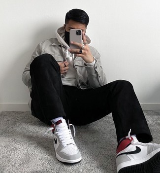 graue hohe Sneakers aus Leder von Jordan