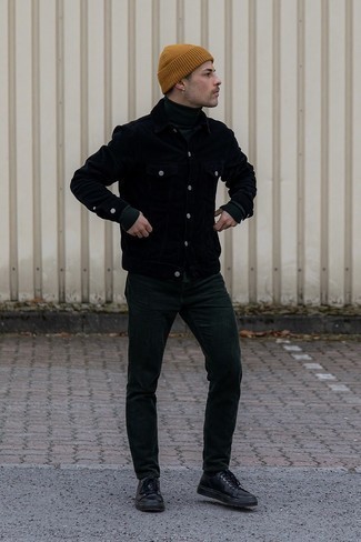 schwarze Shirtjacke aus Cord von Saint Laurent