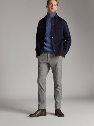 blauer Strick Wollrollkragenpullover von A.P.C.
