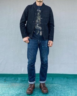 schwarze Shirtjacke aus Jeans von Raf Simons
