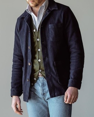 dunkelblaue Shirtjacke aus Baumwolle von Noak