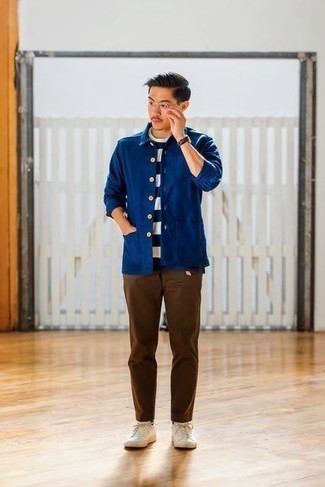 dunkelblaue Shirtjacke von Junya Watanabe MAN