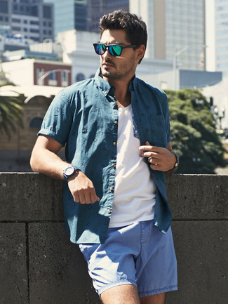 Wie Kurzarmhemd mit Trägershirts zu kombinieren – 236 Herren Outfits