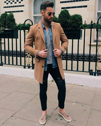 Wie enge Jeans mit Slipper zu kombinieren – 21 Herren Outfits kühl Wetter
