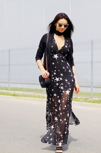 schwarzes Kleid mit Sternenmuster von RED Valentino