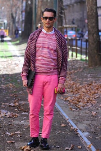 rosa horizontal gestreifter Pullover mit einem Rundhalsausschnitt von Marni