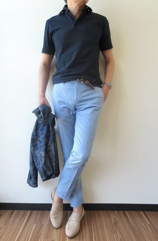 dunkelblaue bedruckte Strickjacke von Gucci
