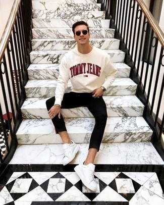 weißes bedrucktes Sweatshirt von Versace