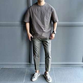 graue Leder niedrige Sneakers von Philippe Model