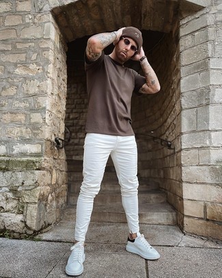weiße enge Jeans mit Destroyed-Effekten von Philipp Plein