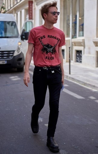 fuchsia bedrucktes T-Shirt mit einem Rundhalsausschnitt von Gucci