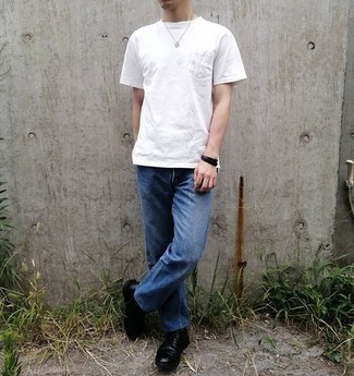 weißes T-Shirt mit einem Rundhalsausschnitt von AMI Alexandre Mattiussi