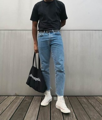 schwarze und weiße bedruckte Shopper Tasche von Anna Sui