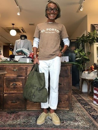 olivgrüne bedruckte Shopper Tasche aus Segeltuch von Marni