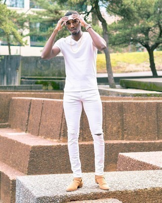 weiße enge Jeans mit Destroyed-Effekten von Rick Owens DRKSHDW