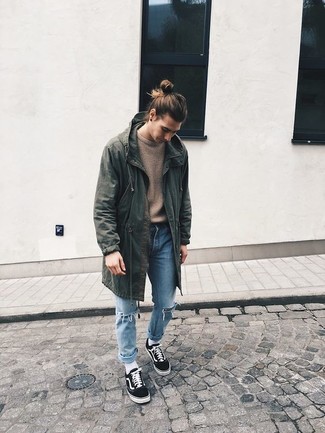 Beige Pullover mit einem Rundhalsausschnitt kombinieren – 832+ Herren Outfits