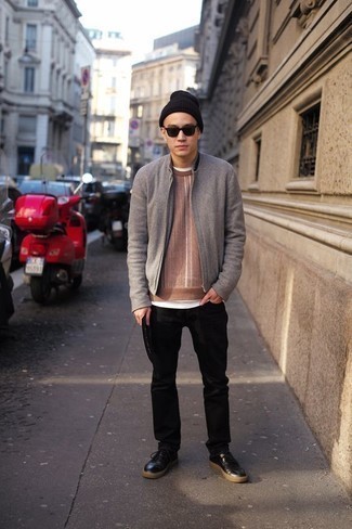 Beige Pullover mit einem Rundhalsausschnitt kombinieren – 832+ Herren Outfits