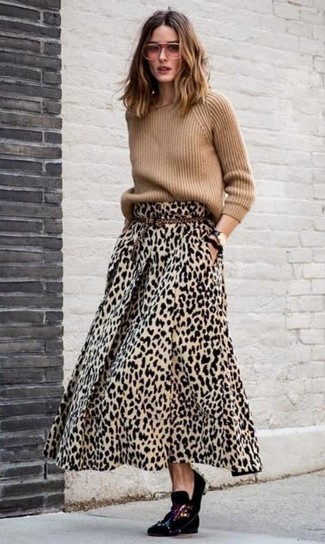 Beige Wildledergürtel mit Leopardenmuster kombinieren – 20 Damen Outfits