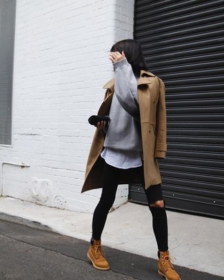 Beige Nubuk flache Stiefel mit einer Schnürung kombinieren – 31 Damen Outfits