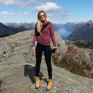 Beige Nubuk flache Stiefel mit einer Schnürung kombinieren – 31 Damen Outfits