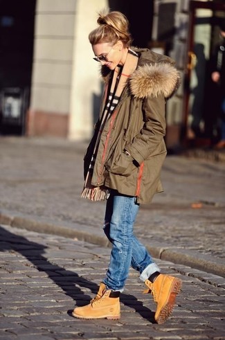 Beige Nubuk flache Stiefel mit einer Schnürung kombinieren – 31 Damen Outfits