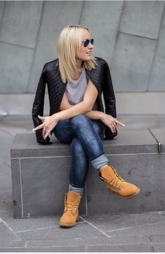 Beige Nubuk flache Stiefel mit einer Schnürung kombinieren – 31 Damen Outfits
