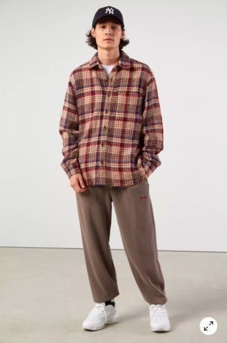 Beige Flanell Langarmhemd mit Schottenmuster kombinieren – 17 Herren Outfits