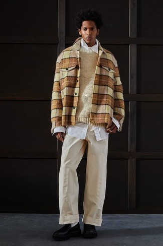 Beige Flanell Langarmhemd mit Schottenmuster kombinieren – 17 Herren Outfits