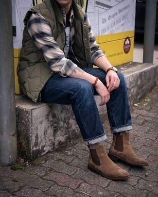 Beige Flanell Langarmhemd mit Schottenmuster kombinieren – 17 Herren Outfits