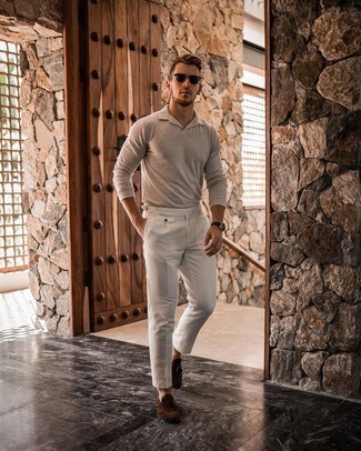 Welche Slipper mit beige Polo Pullovers zu tragen – 14 Herren Outfits