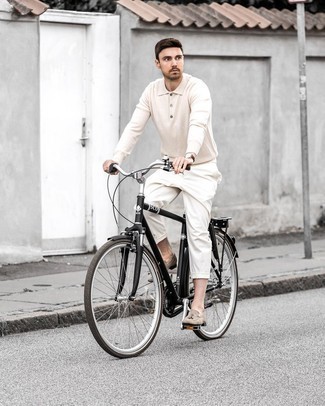 Welche Slipper mit beige Polo Pullovers zu tragen – 14 Herren Outfits