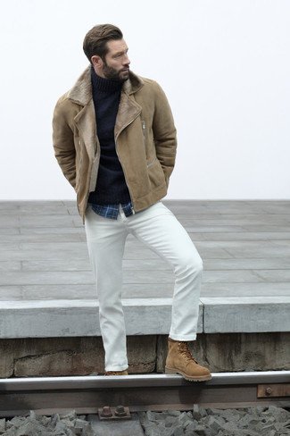 Beige Lammfelljacke kombinieren – 57 Herren Outfits