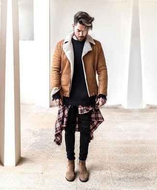 Beige Lammfelljacke kombinieren – 57 Herren Outfits