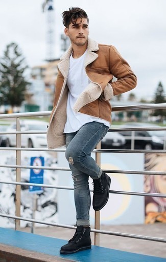 Beige Lammfelljacke kombinieren – 57 Herren Outfits