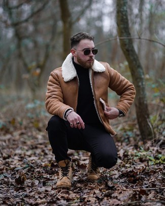 Beige Lammfelljacke kombinieren – 57 Herren Outfits