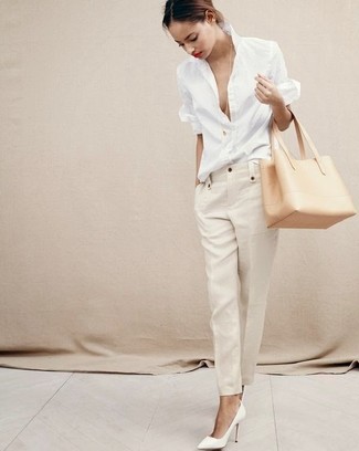 Wie Karottenhose mit Pumps zu kombinieren – 52 Frühling Damen Outfits
