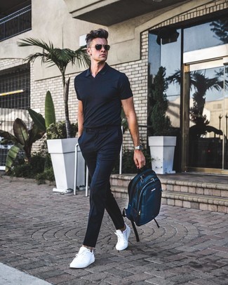 Dunkeltürkisen Segeltuch Rucksack kombinieren – 148 Herren Outfits