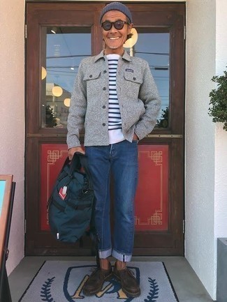 Dunkeltürkisen Segeltuch Rucksack kombinieren – 148 Herren Outfits