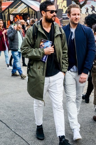 Dunkeltürkise Regenjacke kombinieren – 92 Frühling Herren Outfits