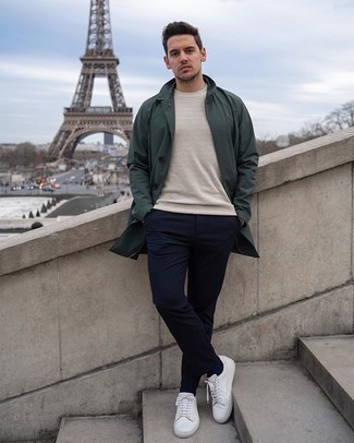 Dunkeltürkise Regenjacke kombinieren – 92 Frühling Herren Outfits