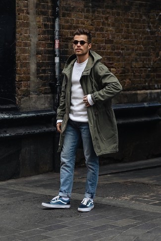 Dunkeltürkise Regenjacke kombinieren – 92 Frühling Herren Outfits
